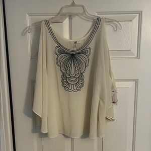 Elegant Cream Embroidered Women's Top